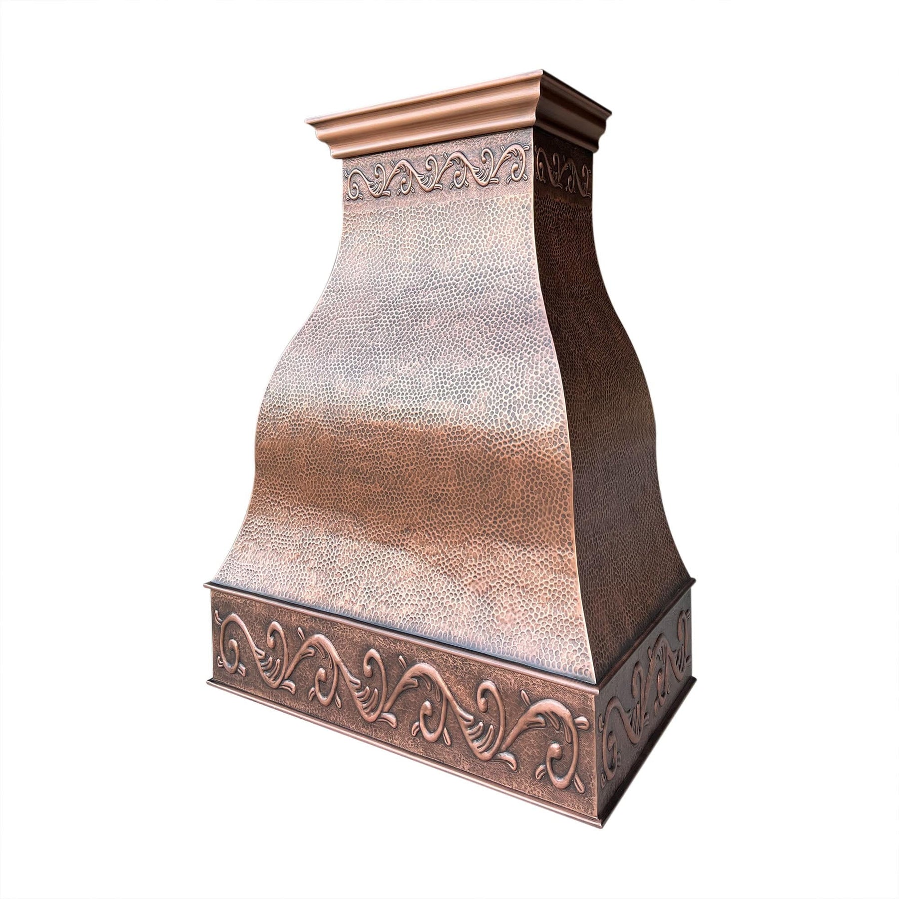 Fobest Farmhouse Antique Copper Kitchen Hood with Scrolls Apron Motifs FCP-13 - Copper Range Hood-Fobest Appliance