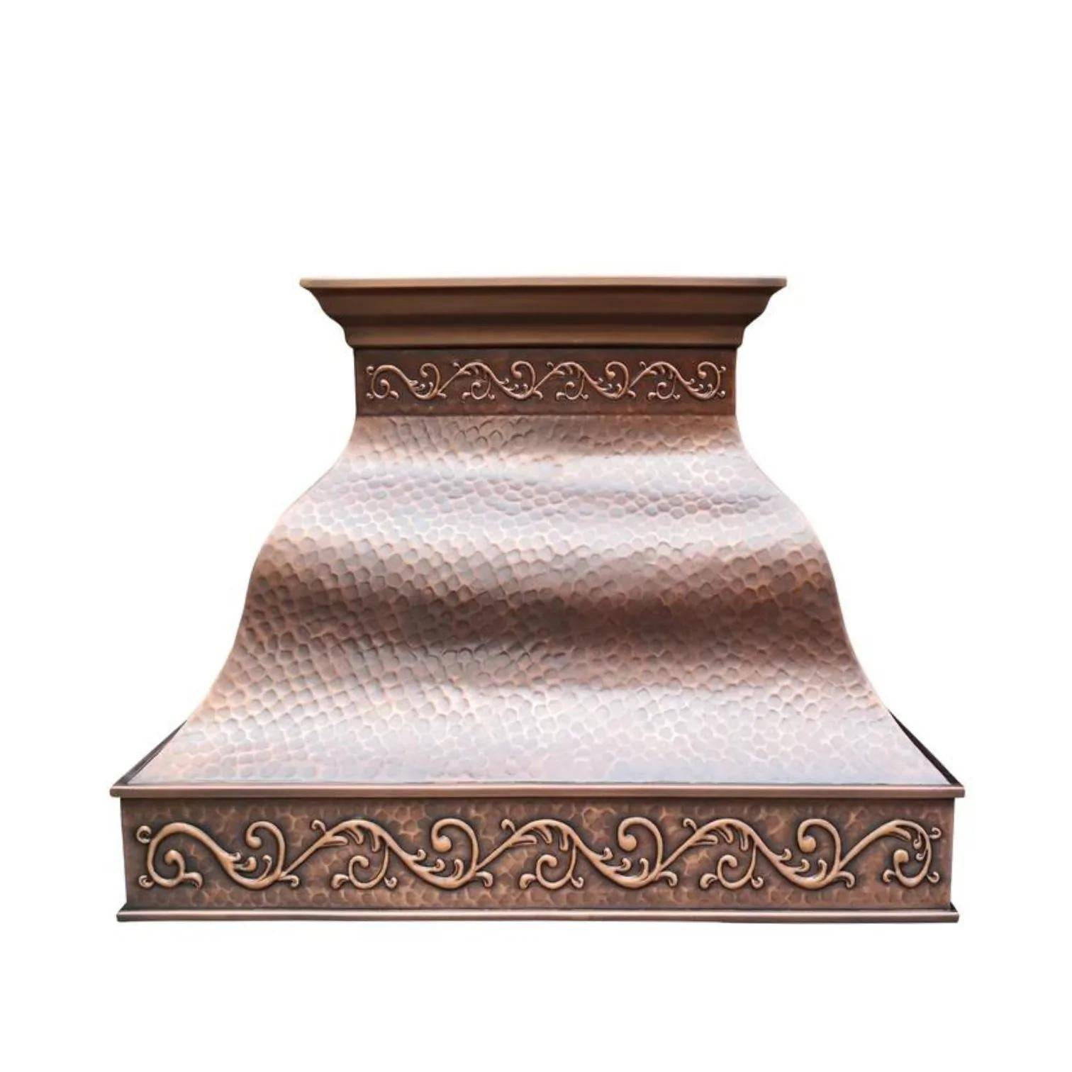 Fobest Farmhouse Antique Copper Kitchen Hood with Scrolls Apron Motifs FCP-13 - Copper Range Hood-Fobest Appliance