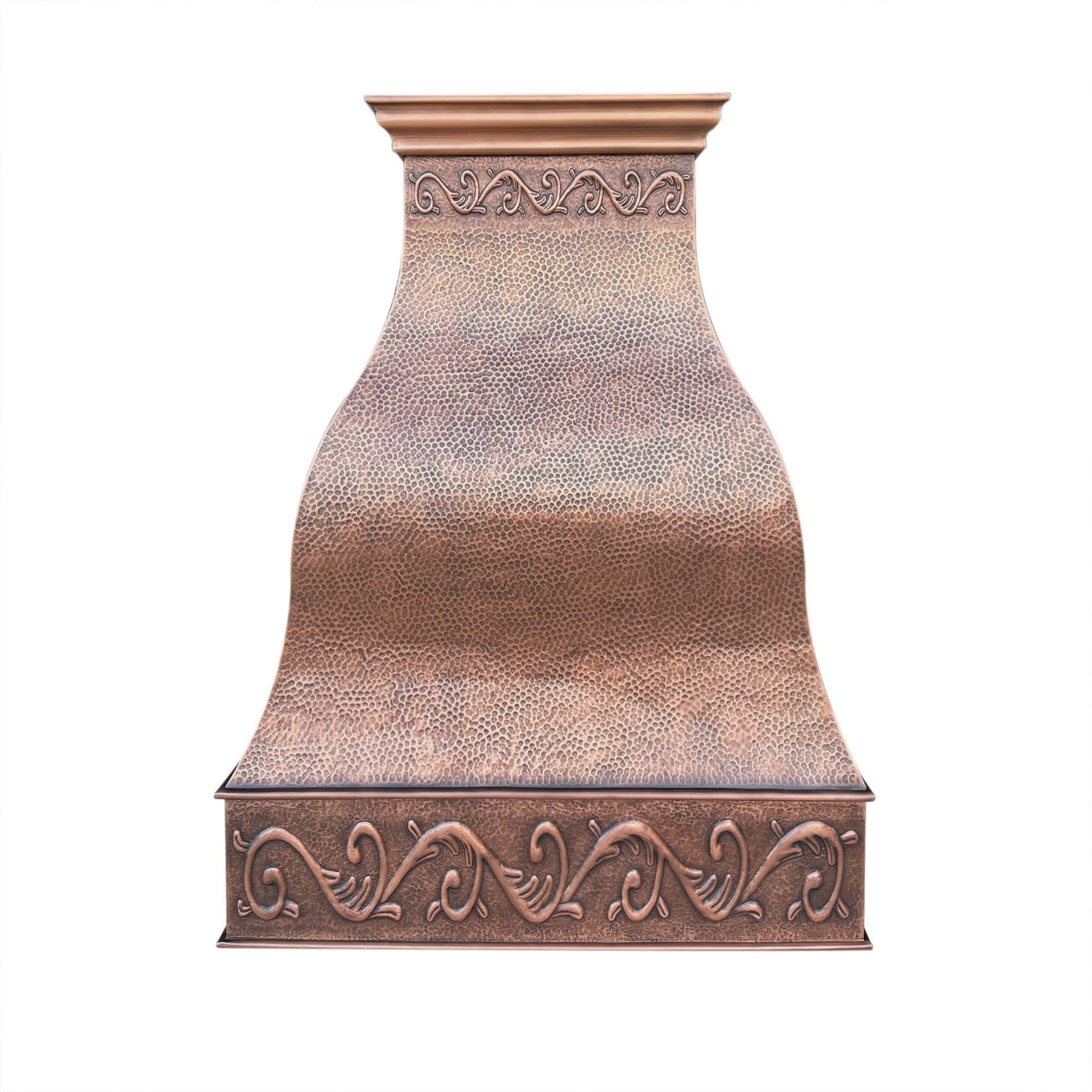 Fobest Farmhouse Antique Copper Kitchen Hood with Scrolls Apron Motifs FCP-13 - Copper Range Hood-Fobest Appliance