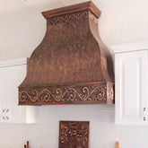 Fobest Farmhouse Antique Copper Kitchen Hood with Scrolls Apron Motifs FCP-13 - Copper Range Hood-Fobest Appliance