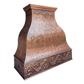 Fobest Farmhouse Antique Copper Kitchen Hood with Scrolls Apron Motifs FCP-13 - Copper Range Hood-Fobest Appliance