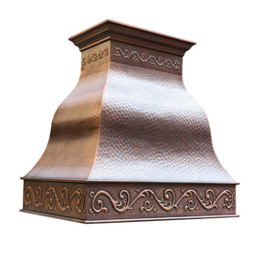 Fobest Farmhouse Antique Copper Kitchen Hood with Scrolls Apron Motifs FCP-13 - Copper Range Hood-Fobest Appliance