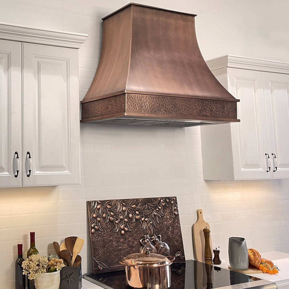 Fobest Farmhouse Custom Antique Copper Range Hood with Smooth Texture FCP-49 - Copper Range Hood-Fobest Appliance