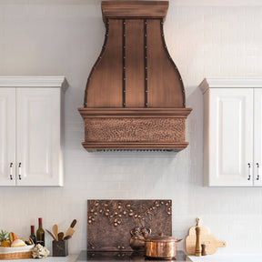 Fobest Farmhouse Custom Copper Range Hood with Hammered Bottom Apron FCP-44 - Copper Range Hood-Fobest Appliance