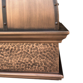 Fobest Farmhouse Custom Copper Range Hood with Hammered Bottom Apron FCP-44 - Copper Range Hood-Fobest Appliance