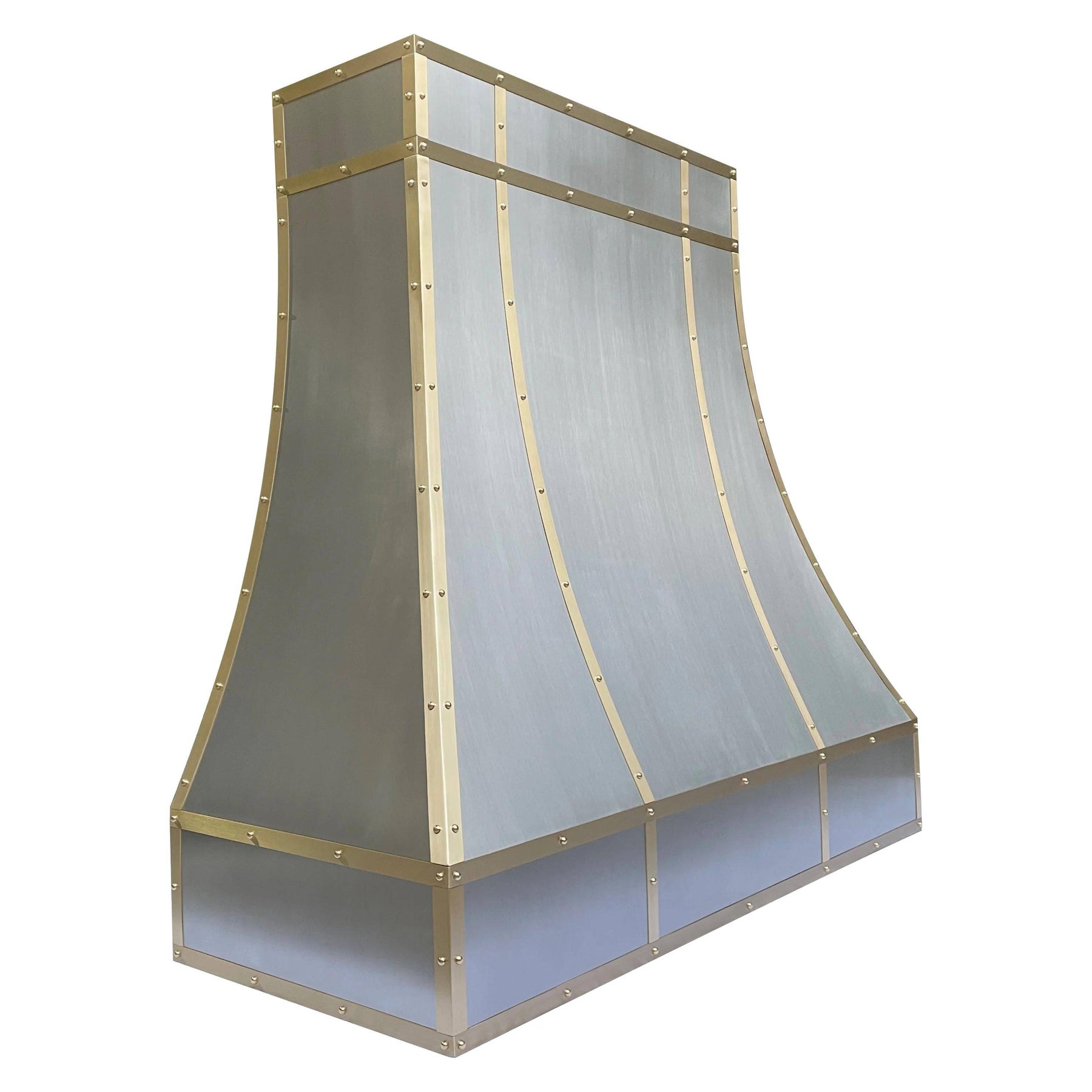 Fobest Handcrafted Brushed Stainless Steel Range Hood with Brass Straps FSS-84 - Stainless Steel Range Hood-Fobest Appliance