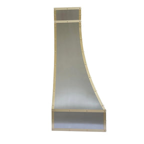 Fobest Handcrafted Brushed Stainless Steel Range Hood with Brass Straps FSS-84 - Stainless Steel Range Hood-Fobest Appliance