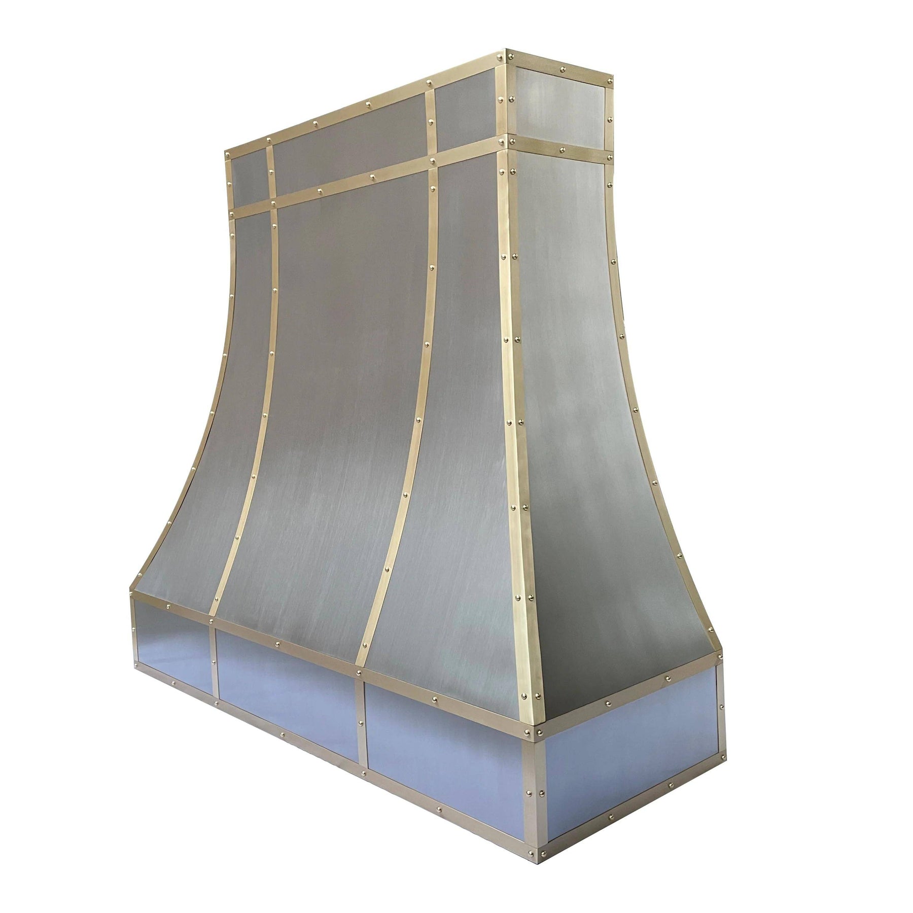 Fobest Handcrafted Brushed Stainless Steel Range Hood with Brass Straps FSS-84 - Stainless Steel Range Hood-Fobest Appliance
