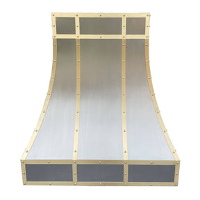 Fobest Handcrafted Brushed Stainless Steel Range Hood with Brass Straps FSS-84 - Stainless Steel Range Hood-Fobest Appliance
