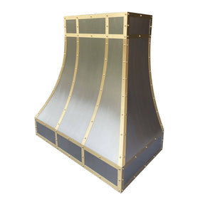 Fobest Handcrafted Brushed Stainless Steel Range Hood with Brass Straps FSS-84 - Stainless Steel Range Hood-Fobest Appliance