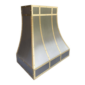 Fobest Handcrafted Brushed Stainless Steel Range Hood with Brass Straps FSS-84 - Stainless Steel Range Hood-Fobest Appliance