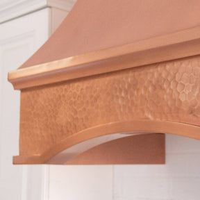 Fobest Handmade Bottom Arched Natural Copper Range Hood with Hammer Apron Texture FCP-76 - Copper Range Hood-Fobest Appliance