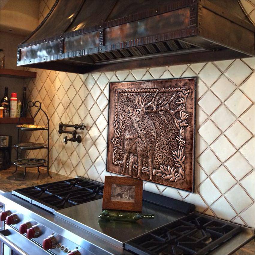 Fobest Handmade Copper Backsplash Kitchen Backsplash Wall Art Deer Design-BK7 - -Fobest Appliance