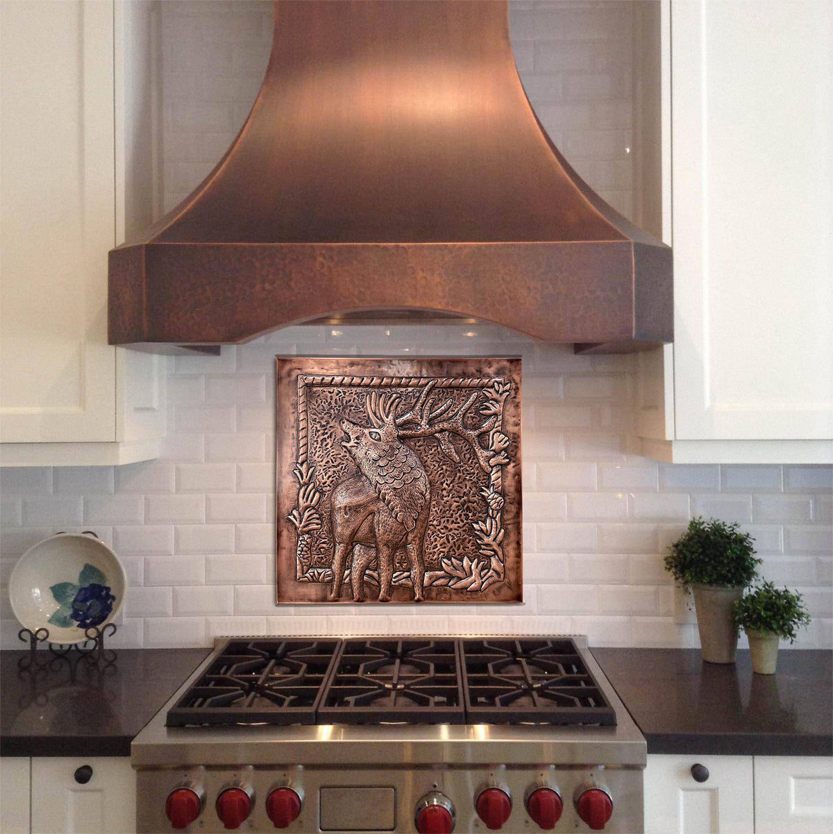 Fobest Handmade Copper Backsplash Kitchen Backsplash Wall Art Deer Design-BK7 - -Fobest Appliance