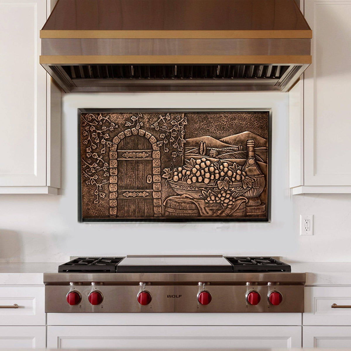 Fobest Handmade Copper Backsplash Kitchen Backsplash Wall Art Vineyard Design -BK6 - -Fobest Appliance
