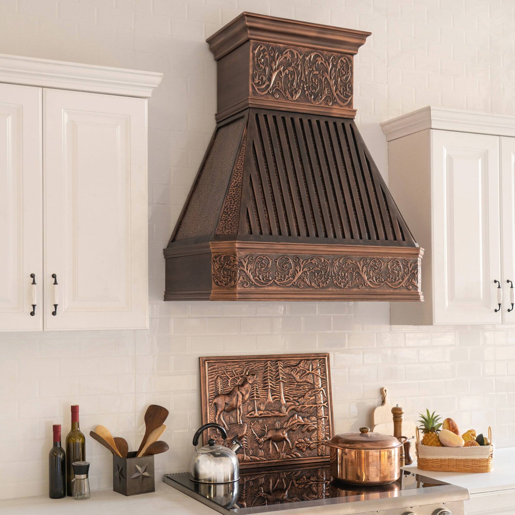 Fobest Handmade Custom Copper Range Hood with Rustic Handmade Pattern FCP-27 - Copper Range Hood-Fobest Appliance