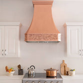 Fobest Handmade Custom Copper Vent Hood with Handmade Vine Apron Pattern FCP-90 - Copper Range Hood-Fobest Appliance