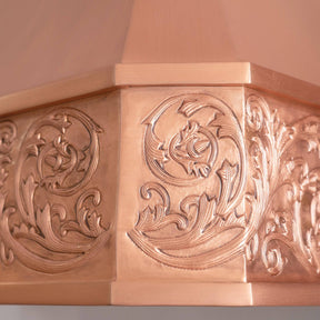 Fobest Handmade Custom Copper Vent Hood with Handmade Vine Apron Pattern FCP-90 - Copper Range Hood-Fobest Appliance