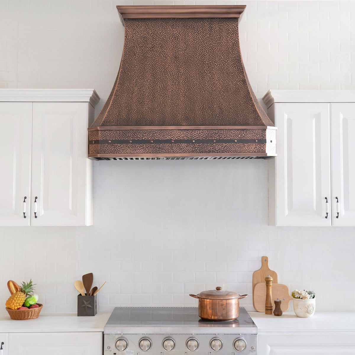 Fobest Handmade Custom Hammered Antique Copper Range Hood FCP-96 - Copper Range Hood-Fobest Appliance