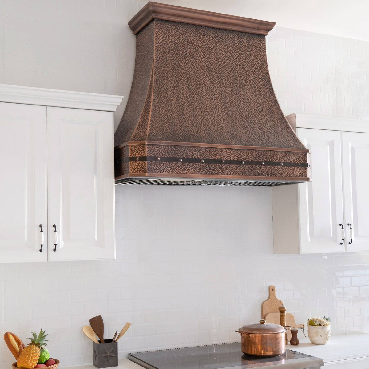 Fobest Handmade Custom Hammered Antique Copper Range Hood FCP-96 - Copper Range Hood-Fobest Appliance