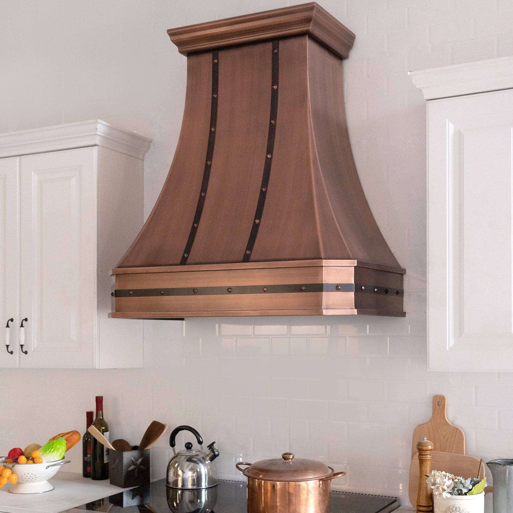 Fobest Handmade Farmhouse Antique Copper Range Hood FCP-7 - Copper Range Hood-Fobest Appliance