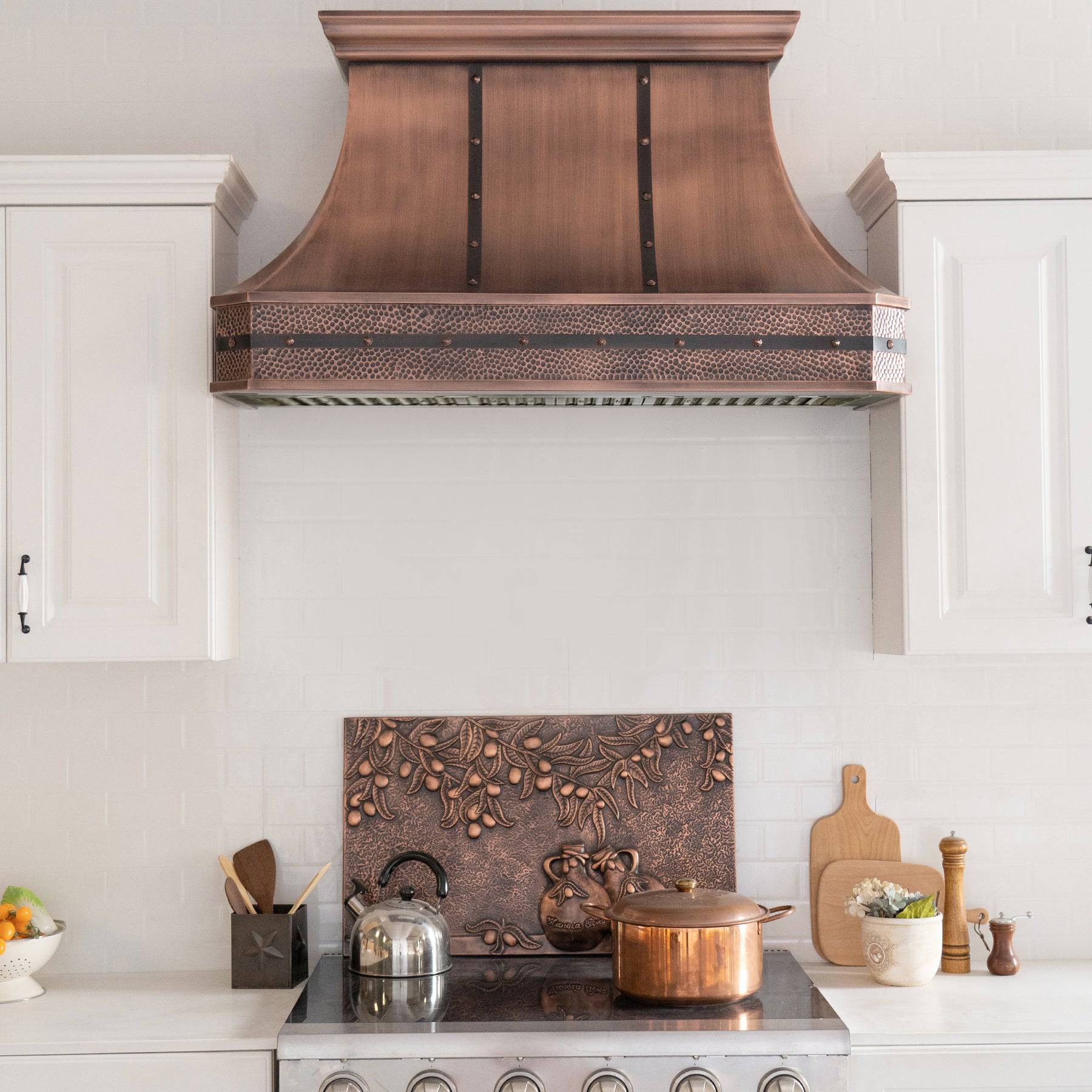 Fobest Handmade Farmhouse Antique Copper Range Hood FCP-7 - Copper Range Hood-Fobest Appliance