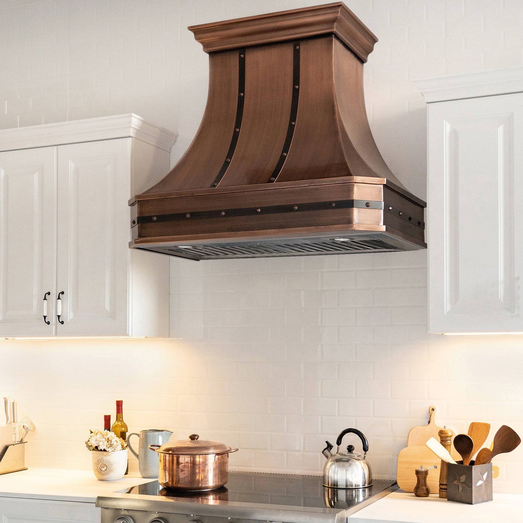 Fobest Handmade Farmhouse Antique Copper Range Hood FCP-7 - Copper Range Hood-Fobest Appliance