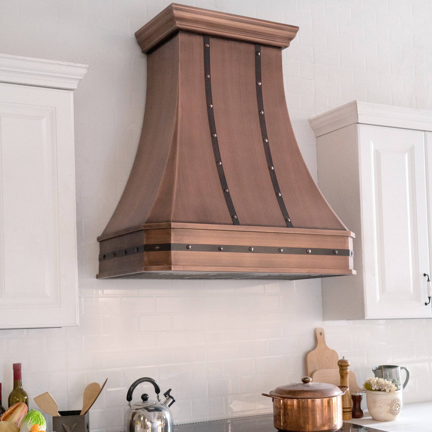 Fobest Handmade Farmhouse Antique Copper Range Hood FCP-7 - Copper Range Hood-Fobest Appliance