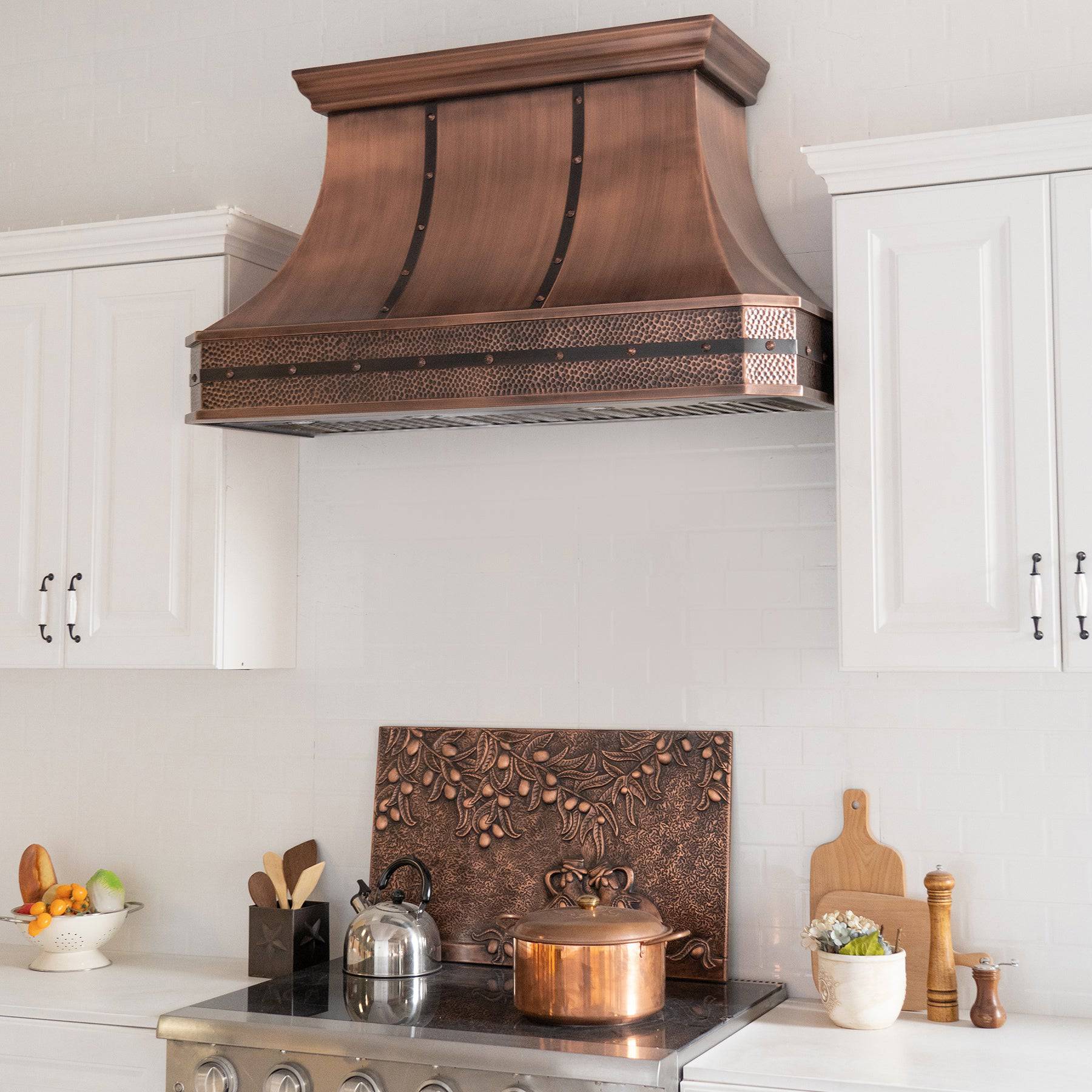 Fobest Handmade Farmhouse Antique Copper Range Hood FCP-7 - Copper Range Hood-Fobest Appliance