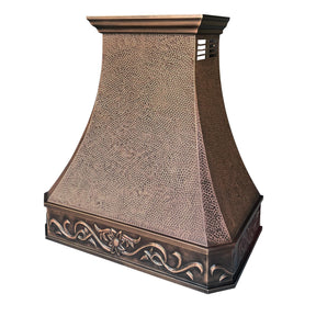 Fobest Retro Hammered Copper Range Hood with Handmade Apron Motif FCP-4 - Copper Range Hood-Fobest Appliance