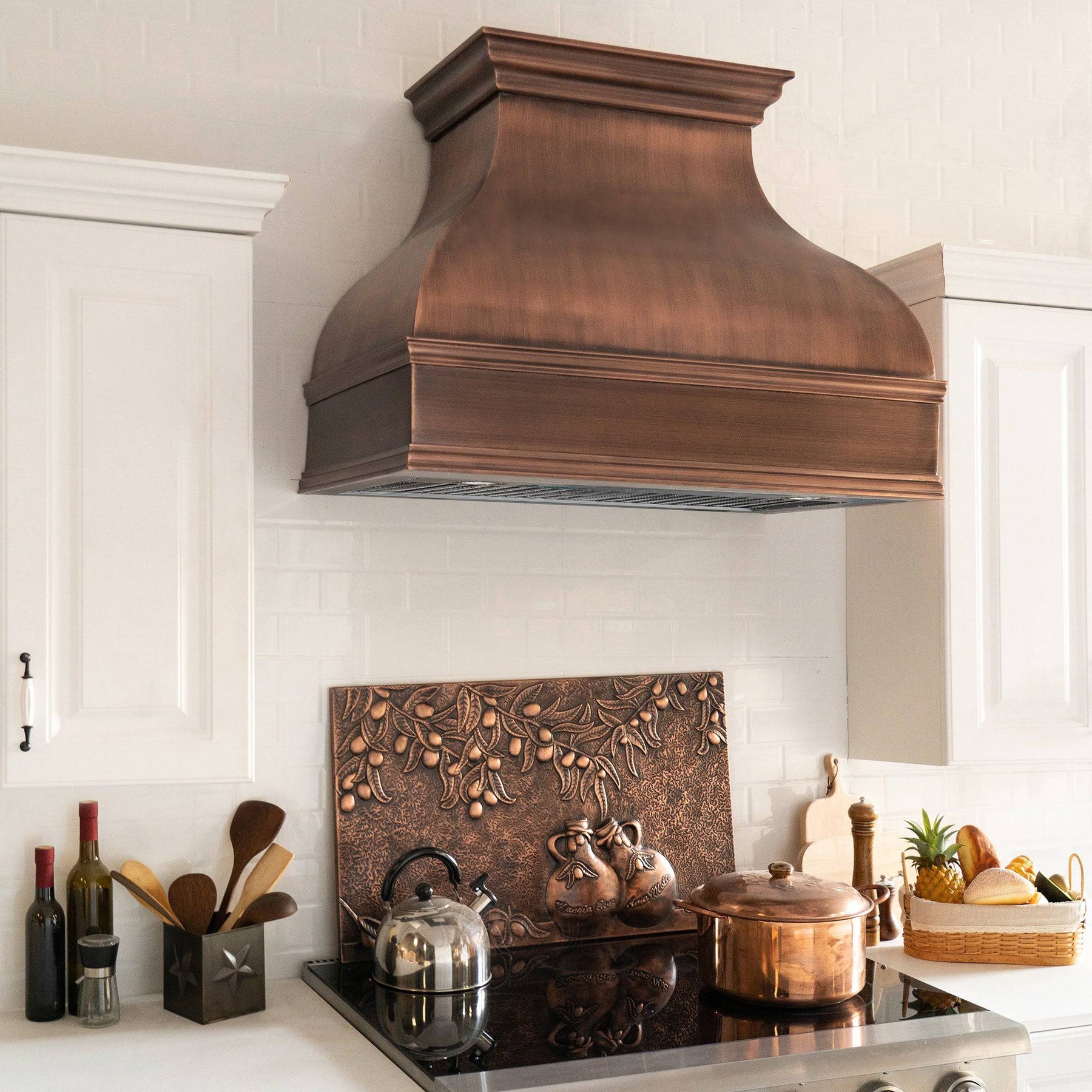 Fobest Rustic Handmade Custom Copper Range Hood with Smooth and Hammer Finish FCP-22 - Copper Range Hood-Fobest Appliance